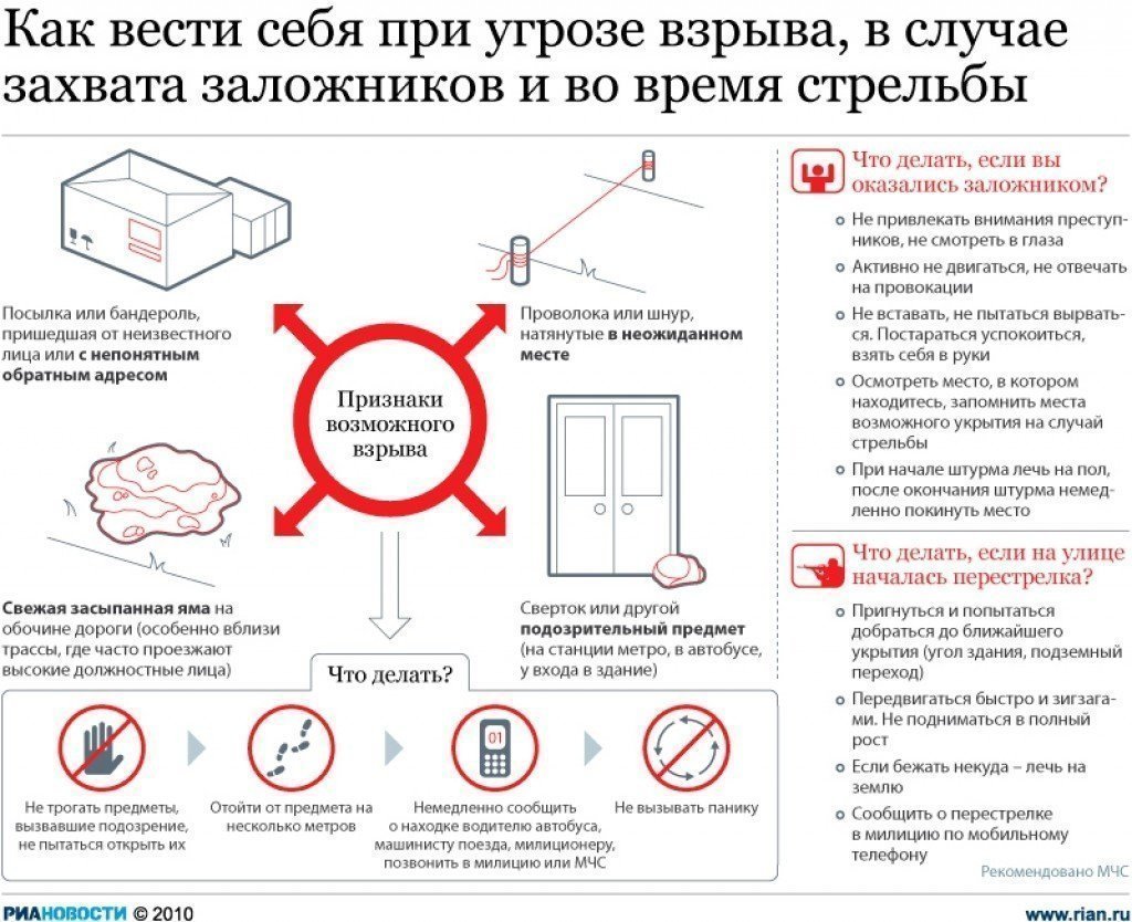  Как вести себя при угрозе взрыва, в случае захвата заложников и во время стрельбы